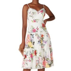 Marchessa Notte Floral Eyelet Trim Midi Dress